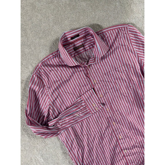Peter Millar Mens Shirt‎ Button Down Reddish White Stripe Long Sleeve Size XL - Picture 1 of 7